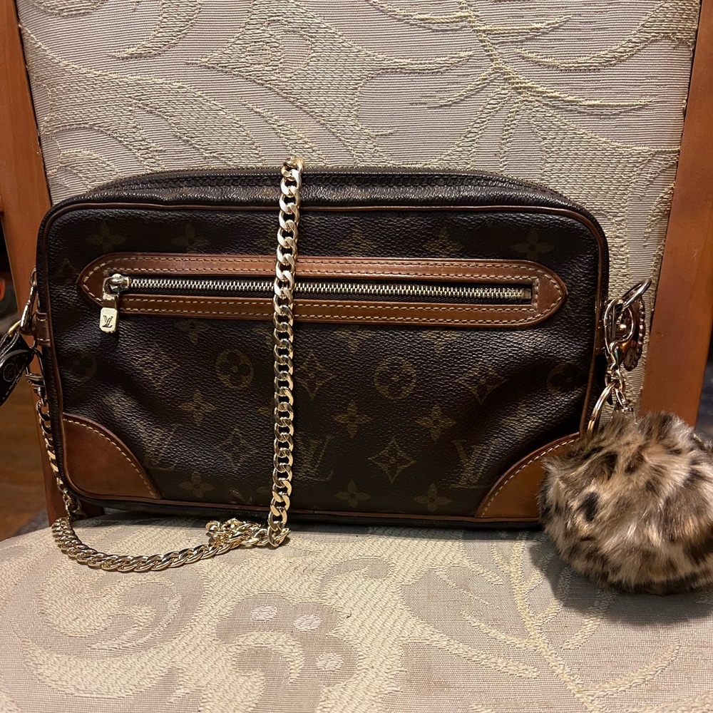 Louis Vuitton Brown Monogram Crossbody Bag with Chain Strap